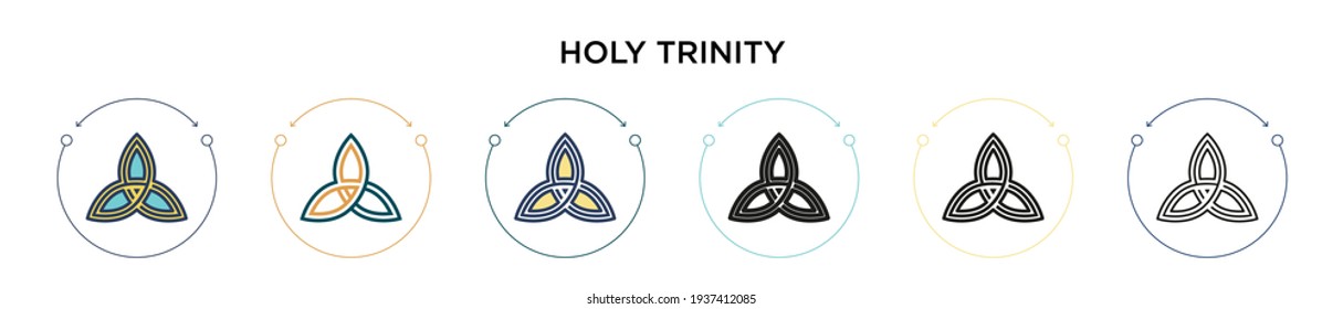 Holy trinity icon in filled, thin line, outline and stroke style. Vector illustration of two colored and black holy trinity vector icons designs can be used for mobile, ui, web