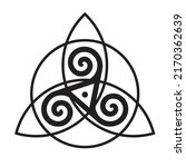 Holy Trinity spiritual symbol isolated on white background. Triquetra,Triskelion, trefoil knot, Celtic knot symbol of Eternity and Eternal Love.