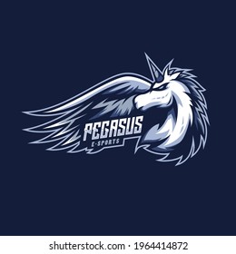 holy unicorn horse e-sport logo design. illustration of holy horse mascot design.