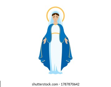 Holy Virgin Mary icon vector. Assumption of Mary vector illustration. Beautiful Virgin Mary icon isolated on a white background