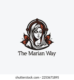 Holy Virgin Mary logo design for the community with a line art style