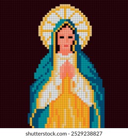 Santa Virgem Maria na ilustração de arte pixel