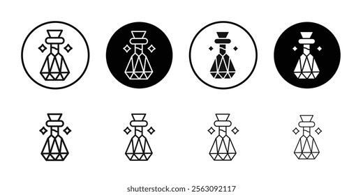 Holy water bottle icon Flat outline fill set collection