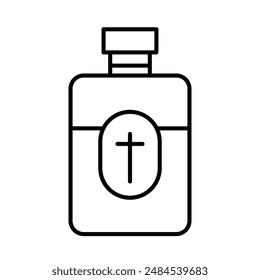 Holy Water Bottle Icon for Religious Items, Spiritual Symbols, and Ritual Illustrations