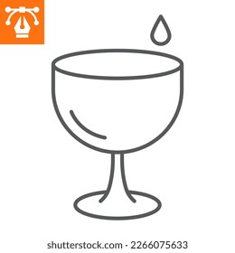 Holy water bowl line icon, outline style icon for web site or mobile app, religion and easter, chalice vector icon, simple vector illustration, vector graphics with editable strokes.