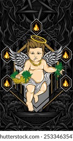 holy weed cupid vector illustration for t shirt