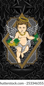 holy weed cupid vector illustration for t shirt