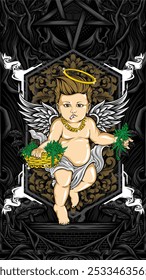 holy weed cupid vector illustration for t shirt