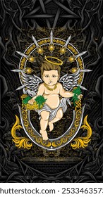 holy weed cupid vector illustration for t shirt