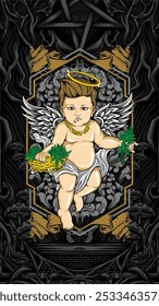 holy weed cupid vector illustration for t shirt