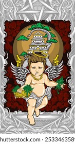 ilustração do vetor do cupido da erva daninha sagrada para t shirt