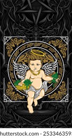 holy weed cupid vector illustration for t shirt