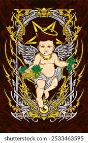 holy weed cupid vector illustration for t shirt