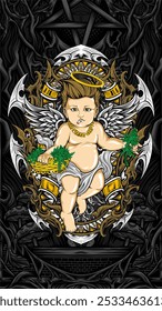 ilustração do vetor do cupido da erva daninha sagrada para t shirt