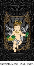 holy weed cupid vector illustration for t shirt