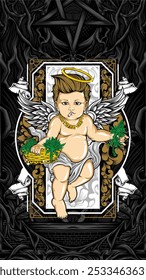 holy weed cupid vector illustration for t shirt