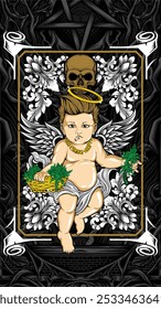 ilustração do vetor do cupido da erva daninha sagrada para t shirt