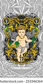 holy weed cupid vector illustration for t shirt