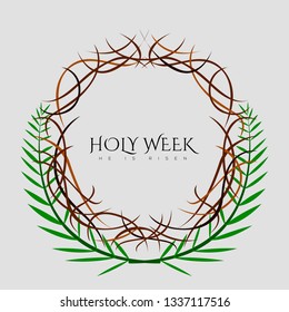 Holy week banner with a crown of thorns. Vector illustration design