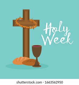 Holy week card with chalice and bread - Vector