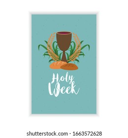 Holy week card with chalice and bread - Vector