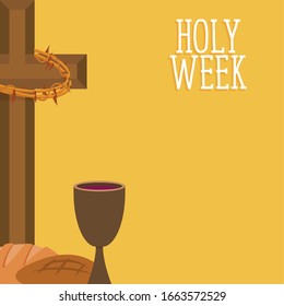 Holy Week Card Cross Chalice Bread Stock Vector (Royalty Free ...