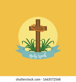 Holy week card with a cross - Vector