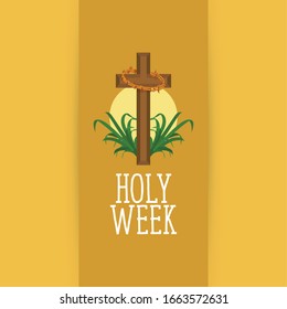 Tarjeta de la Semana Santa con cruz - Vector