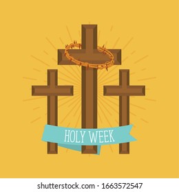 Carta de la Semana Santa con cruces - Vector