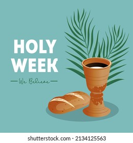 Holy week Catholic tradition icon illustration