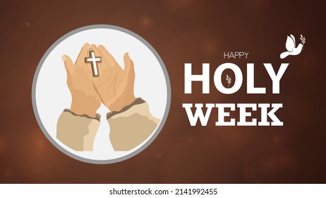 Holy week Christian holiday celebrated concept. backdrop on brown color vector illustration.