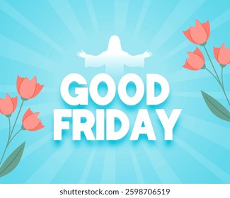 holy week good friday greeting background with flower design vector