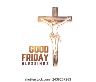holy week good friday religious background with crucifixion design vector