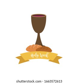 Ilustración de la Semana Santa. Cáliz y pan - Ilustración vectorial