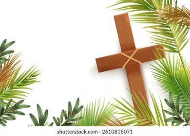 Holy Week Palms and Cross Background