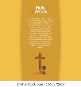 Holy week poster with a cross, chalice and bread - Vector
