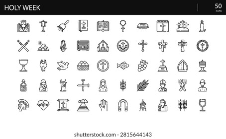 Holy Week Religious Christian Easter Observance Icons
