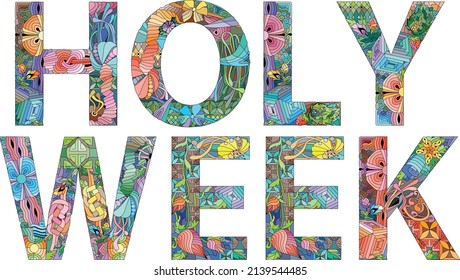 HOLY WEEK. Vector decorative zentangle object for decoration