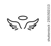 Holy wings vector icon. Filled flat sign for mobile concept and web design. Angel wings with nimbus glyph icon. Symbol, logo illustration.