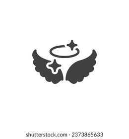 Holy wings vector icon. filled flat sign for mobile concept and web design. Angel wings with nimbus glyph icon. Symbol, logo illustration. Vector graphics