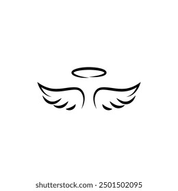 Holy wings vector icon. Filled flat sign for mobile concept and web design. Angel wings with nimbus glyph icon. Symbol, logo illustration.