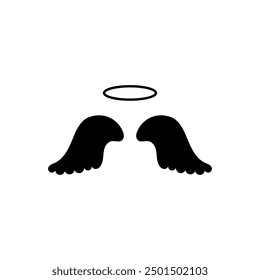 Holy wings vector icon. Filled flat sign for mobile concept and web design. Angel wings with nimbus glyph icon. Symbol, logo illustration.