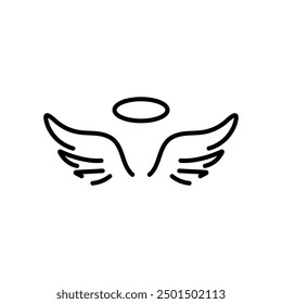 Holy wings vector icon. Filled flat sign for mobile concept and web design. Angel wings with nimbus glyph icon. Symbol, logo illustration.