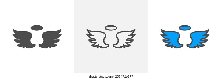 Holy wings vector icon. Filled flat sign for mobile concept and web design. Angel wings with nimbus glyph icon. Symbol, logo illustration.