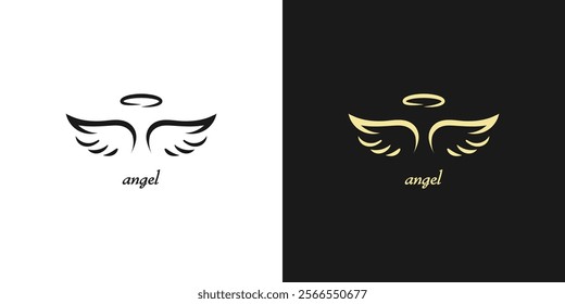 Holy wings vector icon. Filled flat sign for mobile concept and web design. Angel wings with nimbus glyph icon. Symbol, logo illustration.