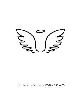 Holy wings vector icon. Filled flat sign for mobile concept and web design. Angel wings with nimbus glyph icon. Symbol, logo illustration.