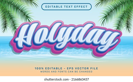 Holyday 3d Editable Text Effect And Sea Landscape Background	