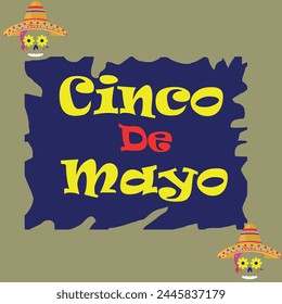 Holydays Cinco De Mayo Mexican festival 2024 card, flyer, template design. Glowing Cinco de mayo With hat. Cinco De Mayo Festival Colorful Design In Vector EPS Editable File.