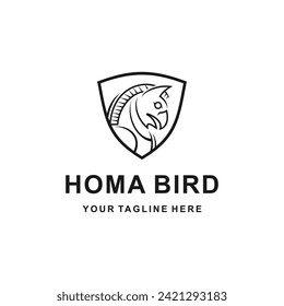 Homa bird logo with shield - vector illustration, homa bird emblem design with shield. Suitable for your design need, logo, illustration, animation, etc.