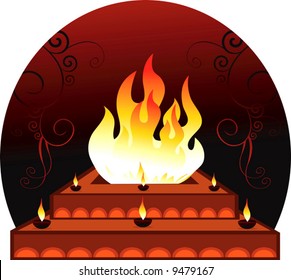 Homam with frames in radiant red 	